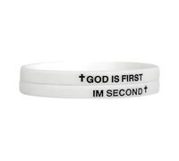 LIU JUN God Is First Bracelet, GOD IS FIRST IM SECOND Christian Rubber Bracelets Inspirational Engraved Bible Verses Cross Silicone Bracelet For Women Men Faith Gifts, L, Silicone, no gemstone