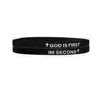 LIU JUN God Is First Bracelet, GOD IS FIRST IM SECOND Christian Rubber Bracelets Inspirational Engraved Bible Verses Cross Silicone Bracelet For Women Men Faith Gifts, L, Silicone, no gemstone