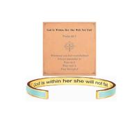 LIU JUN God Is Within Her She Will Not Fall Motivational Bracelets For Women, Stainless Steel With Hidden Message Colorful Engraved Cuff Bracelet Inspirational Gifts Jewelry, L, Stainless Steel, no