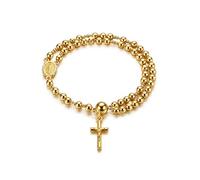 LIU JUN Grace Faith Rosary Cross Bracelets For Women, Double Layer Irregular Crystal Beaded Religious Prayer Baptism First Holy Communion Inspirational Bracelet Minimalism Faith Gifts Jewelry, Large