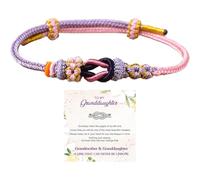 LIU JUN Granddaughter Bracelet, Granddaughter Bracelet From Grandma A Link That Can Never Be Undone Peach Blossom Knot Bracelet Adjustable Braided Forever Gift Jewelry, L, Metal, no gemstone