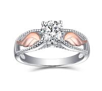 LIU JUN Hug From Heaven Ring Personalised Circle Wings Memorial Ring To My Love I'll Hold You in My Heart Fashion Angel Wing Ring for Women, Copper, Zircon