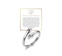 LIU JUN Hug Ring For Granddaughter, Always With You Motivational Stainless Steel Spiral Wrap Twist Open Adjustable Hope Rings Inspirational Gift Jewelry, Copper, No Gemstone