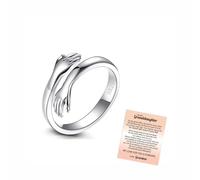 LIU JUN Hug Ring for Granddaughter - Sterling Silver Adjustable Jewelry Gift From Grandma to Women, Stainless Steel, No Gemstone