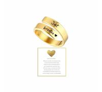 LIU JUN Just Breathe Lotus Ring For Women, To Sorority Sisters Best Friends Motivational Stainless Steel Spiral Wrap Twist Inspirational Friendship Gift Jewelry, Metal, No Gemstone