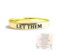 LIU JUN Let Them Ring, Stainless Steel Engraving Stackable Ring for Women, Personality Encouragement Gift To Sorority Sisters Best Friends, Inspirational Motivational Friendship Gift Jewelry, 9 UK