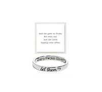 LIU JUN Let Them Zero Fcks Given Ring For Women, Stainless Steel Heart Engraved With Hidden Information Friendship Self Worth Motivation Rings Unique Inspirational Jewelry Gifts, Large, Stainless