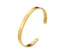 LIU JUN Menopause Bracelet For Women, Stainless Steel Menopausal Emotional Support Energy Balance Open Cuff Bracelets Trendy Minimalist Wellness Jewelry Gifts, L, Stainless Steel, no gemstone