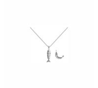LIU JUN Movable 3D Articulated Fish Necklace, Gold Pave Fish Pisces Sea Lover Lucky Fish Pendant Necklaces For Women Men Summer Beach Trendy Jewelry Gifts, L, Brass, No Gemstone