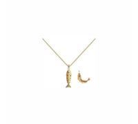 LIU JUN Movable 3D Articulated Fish Necklace, Gold Pave Fish Pisces Sea Lover Lucky Fish Pendant Necklaces For Women Men Summer Beach Trendy Jewelry Gifts, L, Brass, No Gemstone