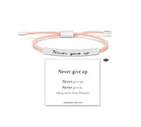 LIU JUN Never Give Up Motivational Tube Bracelet For Women, Adjustable Hand Braided Wrap Stainless Steel To My Daughter/Best Friend Inspirational Gifts Teen Girls Jewelry, Medium, Nylon, no gemstone