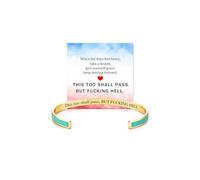 LIU JUN This Too Shall Pass But F*cking Hell Mantra Cuff Bracelet for Women Stainless Steel Engraved Adjustable Open Bracelet with Hidden Message Inspirational Encouragement Jewelry Gift, Large