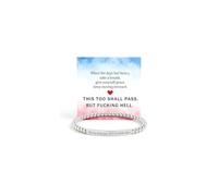 LIU JUN This Too Shall Pass But Fcking Hell Mantra Beaded Stretch Bracelet, Motivational Stainless Steel Engraving Tube Bracelets Inspirational Energy Faith Jewelry for Women Men , L, Stainless Steel