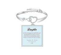 LIU JUN To My Daughter Forever Connected Bracelet, Infinity Forever Love Heart Bracelets You Are Always In Mine From Mom Cubic Zirconia Adjustable Inspirational Gift Jewelry, L, Copper, no gemstone