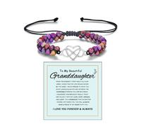 LIU JUN To My Granddaughter Infinity Forever Love Heart Bracelet For Women, Adjustable Double Layer Natural Emperor Stone Beaded Wrap Charm Gift Jewelry, M, Zinc Stone, no gemstone