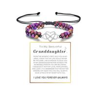 LIU JUN To My Granddaughter Infinity Forever Love Heart Bracelet For Women, Adjustable Double Layer Natural Emperor Stone Beaded Wrap Charm Gift Jewelry, M, Zinc Stone, no gemstone