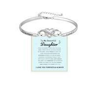LIU JUN To My Granddaughter - Infinity Forever Love Heart Bracelet, You Are Always In Mine From Grandma Cubic Zirconia Adjustable inspirational Gift Jewelry, M, Copper, Cubic Zirconia
