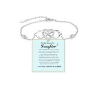 LIU JUN To My Granddaughter - Infinity Forever Love Heart Bracelet, You Are Always In Mine From Grandma Cubic Zirconia Adjustable inspirational Gift Jewelry, M, Copper, Cubic Zirconia