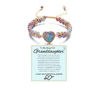 LIU JUN To My Granddaughter - Infinity Forever Love Jasper Heart Bracelet, You Are Always In Mine Heart From Grandma Double Layer Natural Stone Beaded Wrap Adjustable inspirational Gift Jewelry, L