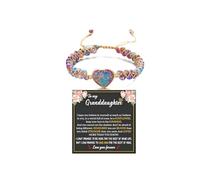 LIU JUN To My Granddaughter - Infinity Forever Love Jasper Heart Bracelet, You Are Always In Mine Heart From Grandma Double Layer Natural Stone Beaded Wrap Adjustable inspirational Gift Jewelry, L