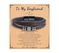 LIU JUN To My Man Bracelet For Men, Infinity Leather Braided Husband Birthday Inspirational Gifts From Wife I Love You Forever And Always Handmade Wristband Christmas Boyfriend Jewelry, 8.46 inches