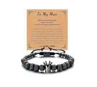 LIU JUN To My Man Straighten Your Crown Bracelet For Men, To My Love Boyfriend Husband Stainless Steel Birthday Christmas Gifts From Wife Girlfriend Wristband Jewelry, M, Stainless Steel, no gemstone