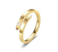 LIU JUN Trust God Ring For Women, Inspirational Ring Engraved TRUST GOD Fashion Stainless Steel Adjustable Religious Faith Rings for Women Men Jewelry Gifts, Stainless Steel, No Gemstone