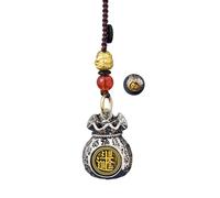LIU JUN Twelve Zodiac God of Wealth Bag, Vintage Rotatable Money and Lucky Signs Pendant Key Chain Feng Shui Gift Jewelry (Signs Rabbit)