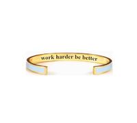 LIU JUN Work Harder Be Better Cuff Bracelet For Women, Open Adjustable Colorful Stainless Steel Engraved Inspirational Bracelets With Hidden Message Motivational Healing Gifts Jewelry, L, Stainless