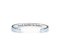 LIU JUN Work Harder Be Better Cuff Bracelet For Women, Open Adjustable Colorful Stainless Steel Engraved Inspirational Bracelets With Hidden Message Motivational Healing Gifts Jewelry, L, Stainless