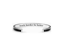 LIU JUN Work Harder Be Better Cuff Bracelet For Women, Open Adjustable Colorful Stainless Steel Engraved Inspirational Bracelets With Hidden Message Motivational Healing Gifts Jewelry, L, Stainless