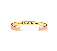 LIU JUN Work Harder Be Better Cuff Bracelet For Women, Open Adjustable Colorful Stainless Steel Engraved Inspirational Bracelets With Hidden Message Motivational Healing Gifts Jewelry, L, Stainless