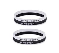LIU JUN Work Harder Be Better Inspirational Bracelet For Women Men, Stretch Silicone Self Worth Motivational Wristbands Bracelets Stackable Personalized Healing Gifts Jewelry, L, Silicone, no gemstone
