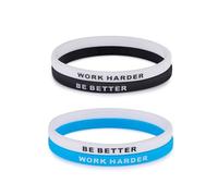 LIU JUN Work Harder Be Better Inspirational Bracelet For Women Men, Stretch Silicone Self Worth Motivational Wristbands Bracelets Stackable Personalized Healing Gifts Jewelry, L, Silicone, no gemstone