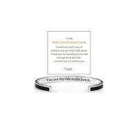 LIU JUN You Are My Ride Or Die Bvtch Cuff Bracelet, Adjustable Stainless Steel Engraved BFF Besties Inspirational Bracelets With Hidden Information Grateful Personalized Jewelry Gifts, L, Stainless