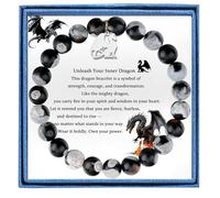 LIUANAN Black Dragon Charm Bracelet for Women Good Luck Protection Jewelry Strength Courage Growth Gift Inspirational Gifts for Women Men Birthday Graduation, One Size, Stone, Amethyst