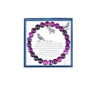 LIUANAN Crow Charm Amethyst Bracelet for Women Halloween Spirit Animal Jewelry Real Amethyst Stone Gift for Animal Lovers Intuition Protection Crystal Gifts for Daughter Niece Birthday, One Size
