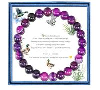 LIUANAN Duck Charm Amethyst Bracelet for Women Ducks Spirit Animal Jewelry Real Amethyst Stone Gift for Animal Lovers Intuition Protection Crystal Gifts for Daughter Niece Birthday, One Size, Stone