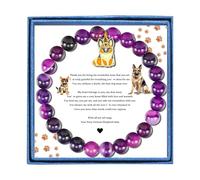 LIUANAN German Shepherd Gifts Amethyst Bracelet for Women Dog Mom Jewelry Loyalty Protection Intuition Crystal Gifts for Her Mom Grandma Daughter Niece Birthday, One Size, Stone, Amethyst