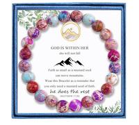 LIUANAN Inspirational Mustard Seed Bracelet with Purple Sea Sediment Jasper Beads Faith Christian Jewelry Baptism/Birthday/Confirmation Gifts for Women, One Size, Stone, Jasper