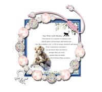 LIUANAN Monkey Charm Adjustable Bracelet for Women Monkeys Spirit Jewelry Black Agate Gift for Animal Lovers Joy Intuition Protection Crystal Gifts for Her Daughter Niece Birthday, One Size, Stone