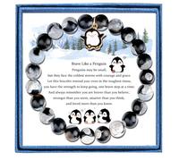 LIUANAN Penguin Charm Bracelet for Women Cute Animal Agate Jewelry Penguins Gifts for Her Mom Grandma Daughter Niece Birthday Celebration, One Size, Stone, Amethyst