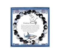 LIUANAN Positive Sharks Bracelet for Women, Inspiring Natural Stone Beaded Jewelry, Shark Week Bracelet Gift, Friendship Jewelry, One Size, Stone, Amethyst