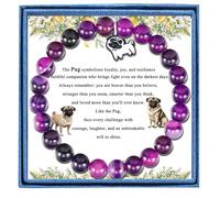 LIUANAN Pug Charm Amethyst Bracelet for Women Natural Amethyst Crystal Jewelry for Animal Lovers Inspirational Birthday Gift for Daughter Niece Friend Dog Lover Faith Bracelet, One Size, Stone