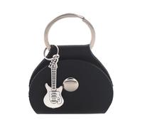 LIUANDS Guitar Pick Holder Keychain - Black, PU Leather, Guitar-shaped, Music-themed, Unisex-Adults