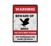 LIUAXICIA Beware of Birds Tin Sign for Garage, Bar, Restaurant, Home, BBQ - 8x12Inch