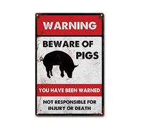 LIUAXICIA Beware of Pigs Garage Bar Restaurant Home BBQ 8x12Inch Tin Sign