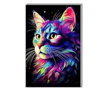LIUAXICIA Canvas pictures for wall decor Colorful Animal Wall Art Cat Canvas Colorful Cat Oil Painting for Living Room Bedroom 12x18inch-No Frame