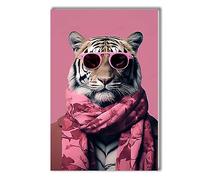 LIUAXICIA Canvas Wall Decor Funny Tiger Artwork - Pink, 16x24inch - No Frame