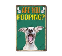 Funny Metal Tin Signs Are You Pooping Funny Dog Bathroom Metal Sign Bar Decorations Vintage Sign for Home Coffee Wall Decor 8x12 inch-Tin sign